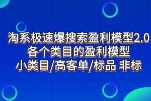 淘系极速爆搜索盈利模型2.0,各个类目的盈利模型,小类目/高客单/标品 非标