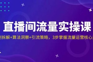 直播间流量实操课：机制拆解+算法洞察+引流策略，3步掌握流量运营核心逻辑