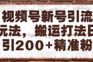 视频号新号引流玩法，搬运打法日引200+精准粉，可矩阵放大【揭秘】