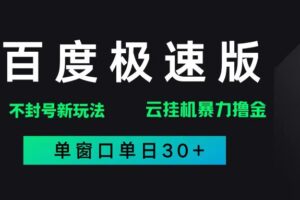 （14902期）百度极速版解决异常玩法，全新暴力撸金，单窗口单日30+