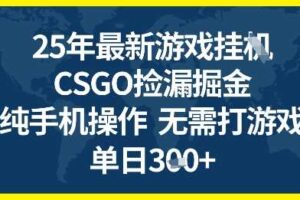 25年CSGO游戏搬砖，全自动挂G，不需要玩游戏，手机操作日入3张+【揭秘】