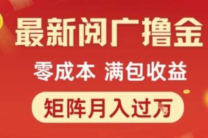 最新阅广撸金项目，零成本满包收益，可矩阵操作，月入过1W【揭秘】