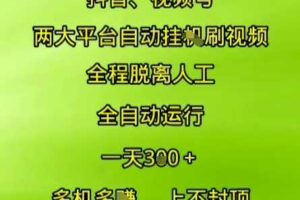 抖音视频号两大平台自动运行，全程脱离人工，自动获取收益，一天3张+，多机多挣，上不封顶【揭秘】