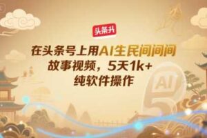 在头条号上用AI生民间故事视频，5天1k+，纯软件操作
