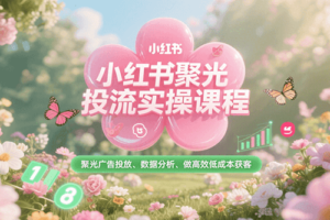 小红书聚光投流实操课程，聚光广告投放、数据分析、做高效低成本获客