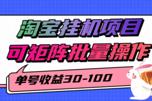 揭秘2025最新淘宝挂机项目，单号30-100，可矩阵批量操作（附工具）