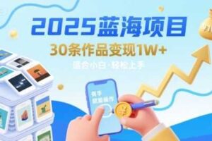 2025蓝海项目30条作品 变现1w+ 有手就能操作适合小白做