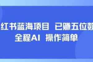 小红书蓝海项目，全程AI，操作简单，已挣五位数