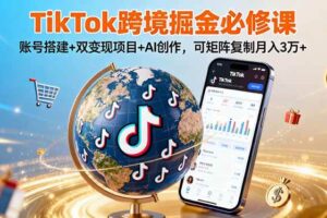 （16003期）TikTo跨境掘金必修课，账号搭建+双变现项目+AI创作，可矩阵复制月入3万+