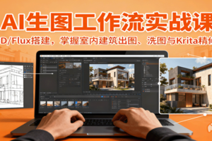 AI生图工作流实战课：SD/Flux搭建，掌握室内建筑出图、洗图与Krita精修