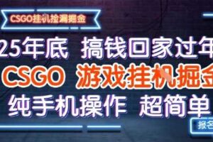 25年底搞钱回家过年，CSGO游戏挂G掘金，纯手机操作超简单【揭秘】