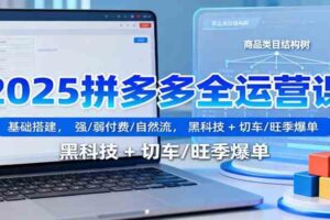 2025拼多多全运营课：基础搭建，强/弱付费/自然流，黑科技 + 切车/旺季爆单