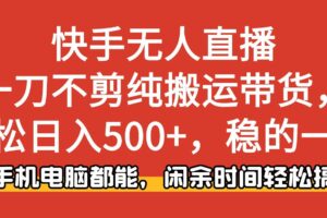 (16497期)快手无人直播,一刀不剪纯搬运带货轻松日入500+,稳的一批,手机电脑都…