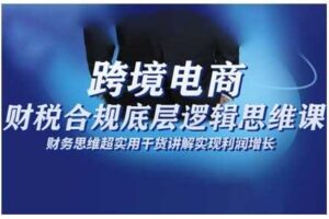 跨境电商财稅合规底层逻辑思维课,财务思维超实用于货讲解实现利润增长