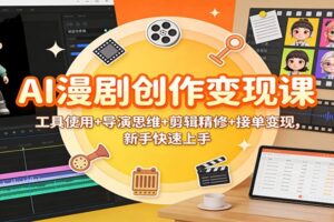 AI漫剧创作变现课：工具使用+导演思维+剪辑精修+接单变现，新手快速上手