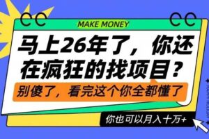 26年了,不要再疯狂的找项目了,看完这个你也可以月入十个W【揭秘】