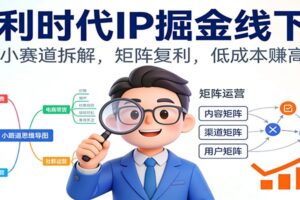 微利时代IP掘金线下课：30个小赛道拆解，矩阵复利，低成本赚高利润