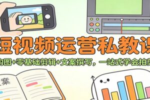 短视频运营私教课:拍摄构图+零基础剪辑 +文案撰写,一站式学会拍剪运营