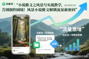 小说推文之风景号实战教学，告别创作困境！风景小说推文解锁流量新密码
