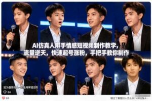 AI仿真人辩手情感短视频制作教学，流量逆天，快速起号涨粉，手把手教你制作