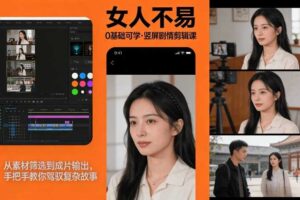 0基础可学！《女人不易》竖屏剧情剪辑课，从素材筛选到成片输出，手把手教你驾驭复杂故事