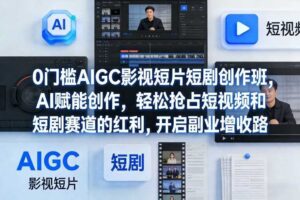 0门槛AIGC影视短片短剧创作班,AI赋能创作,轻松抢占短视频和短剧赛道的红利,开启副业增收路