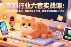 (17411期)宠物行业六套实战课:抖音小红书双平台,剪辑直播全打通,学完宠物赛道月入3万+