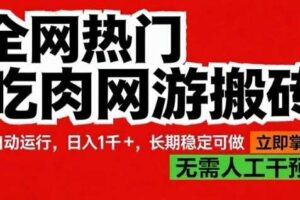 全网热门吃肉网游搬砖,全自动运行,日入1k+,长期稳定可做【揭秘】