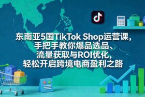 东南亚5国TikTok Shop运营课，手把手教你爆品选品、流量获取与ROI优化，轻松开启跨境电商盈利之路