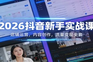 2026抖音新手实战课：店铺运营，内容创作，流量变现全套