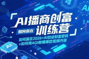 AI播商创富训练营，如何赢在2026+AI创业财富密码+如何用AGI做爆款视频内容